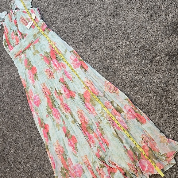 NWT Eliza J Floral Maxi Dress Embellished Neck  Sz 6 - Picture 6 of 15